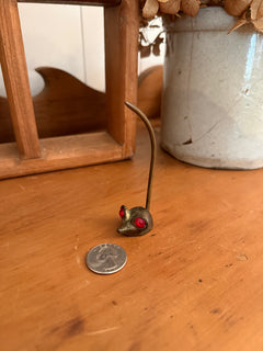 Mini Brass Mouse w/ Red Ears