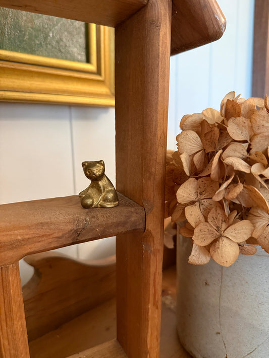 Mini Brass Cat w/ Toy