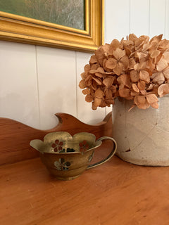 Floral Brass Candlestick Holder