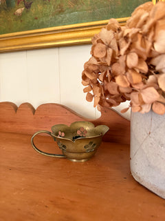 Floral Brass Candlestick Holder