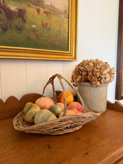 Basket with 8 Alabaster Fruit