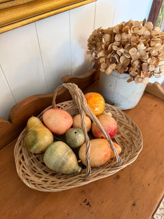 Basket with 8 Alabaster Fruit