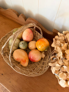 Basket with 8 Alabaster Fruit