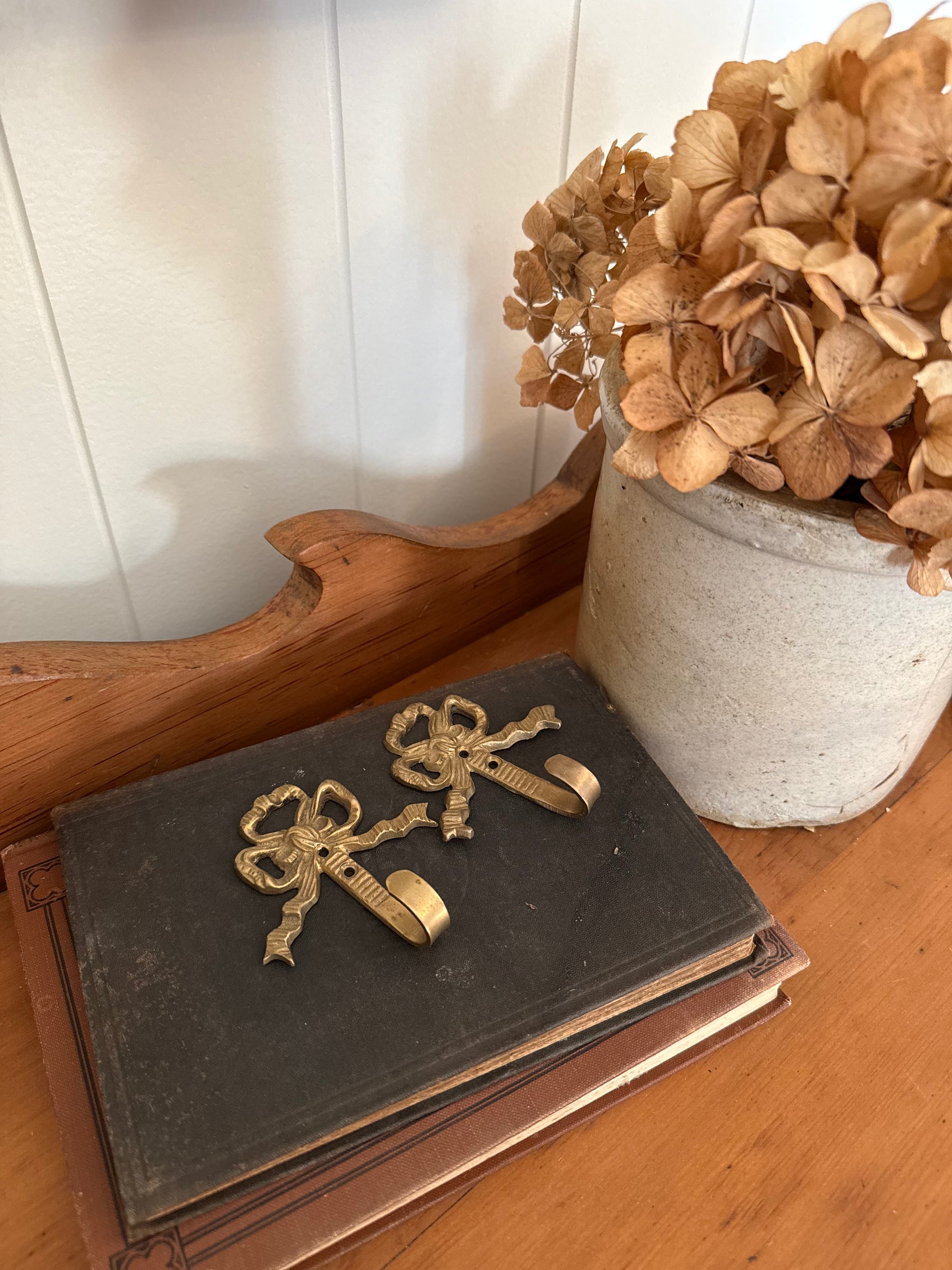 Set of Mini Brass Bow Hooks