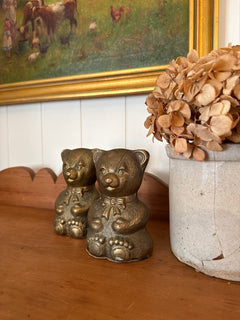 Set of Brass Teddy Bear Bookends