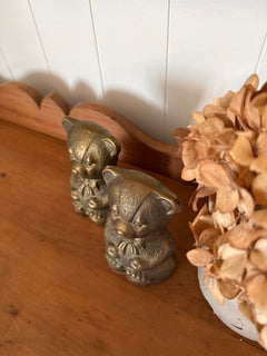 Set of Brass Teddy Bear Bookends